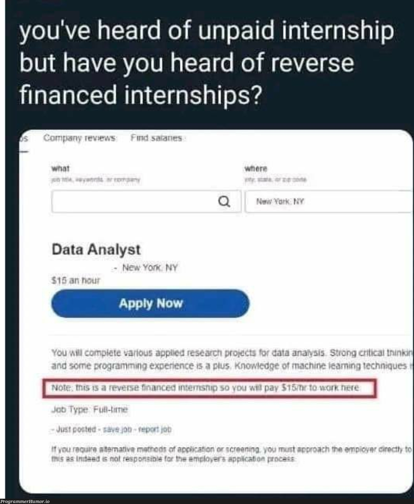 Reverse financed internship | data-memes | ProgrammerHumor.io