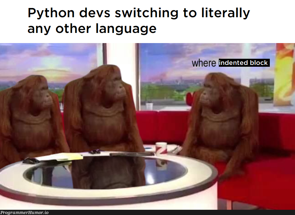 Python's a bit different | python-memes, devs-memes, language-memes | ProgrammerHumor.io