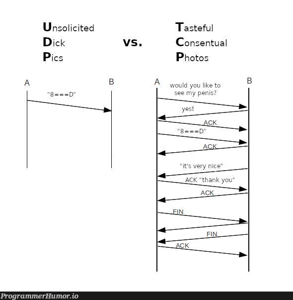 TCP Vs UDP | cs-memes, tcp-memes, udp-memes | ProgrammerHumor.io