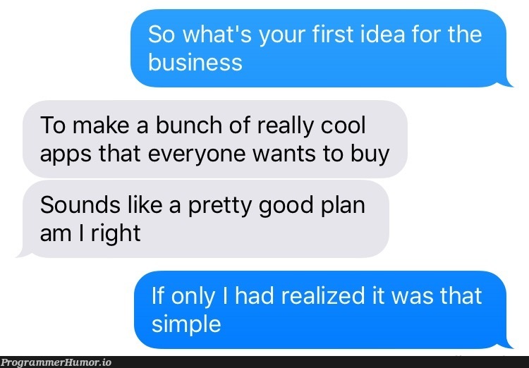 My sister said she wants to start learning programming so we were joking about starting a business. Seems she has it all figured out. | programming-memes, program-memes, IT-memes | ProgrammerHumor.io