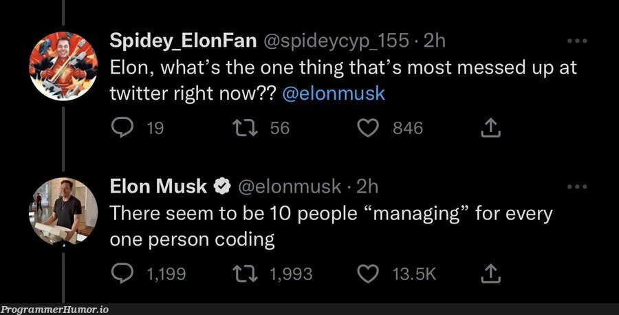 Elon Musk on the biggest issue facing Twitter right now | coding-memes, ide-memes, twitter-memes | ProgrammerHumor.io