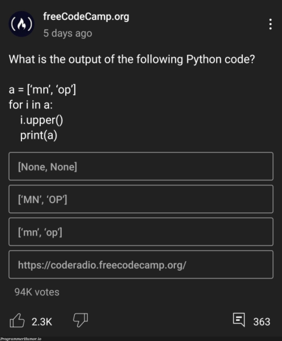 The correct answer isn't even there... | code-memes, coder-memes, python-memes, http-memes | ProgrammerHumor.io