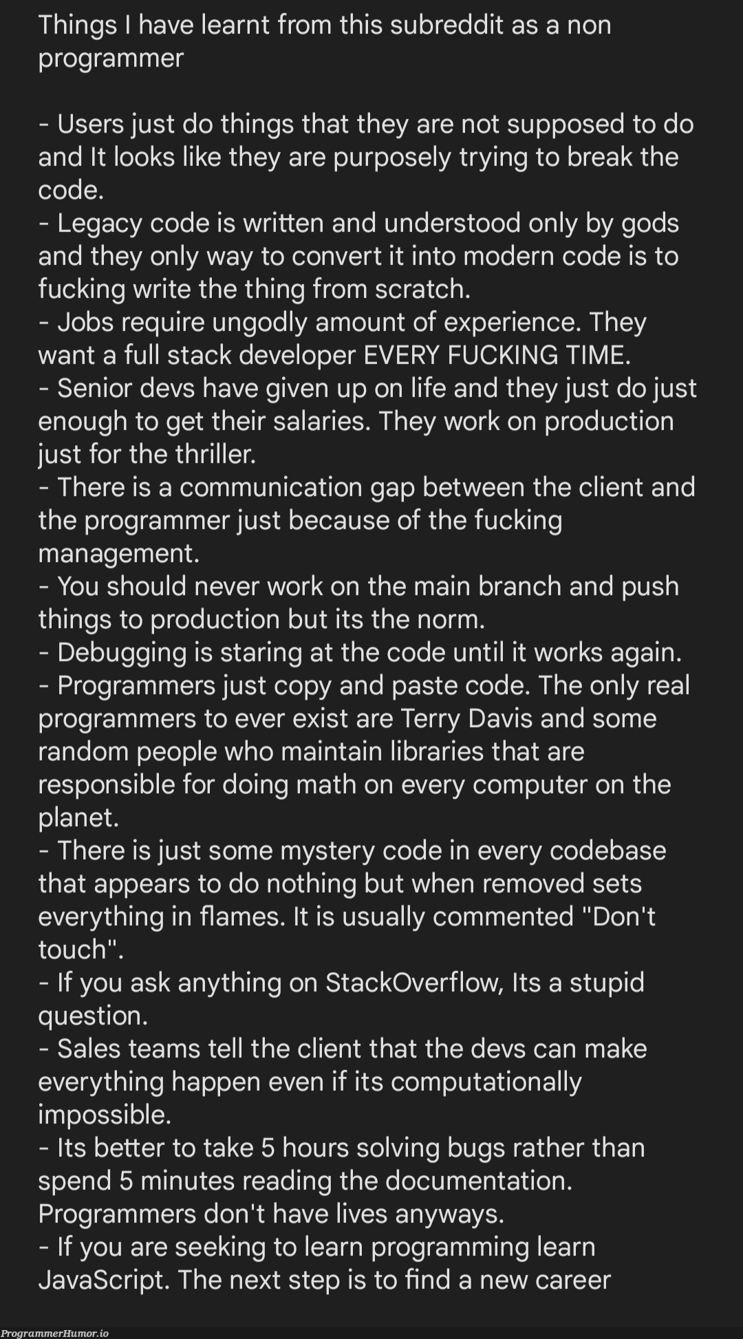 Yes I wrote this myself | programming-memes, programmer-memes, developer-memes, javascript-memes, code-memes, computer-memes, java-memes, management-memes, stackoverflow-memes, stack-memes, program-memes, try-memes, debugging-memes, bugs-memes, bug-memes, random-memes, devs-memes, debug-memes, cli-memes, overflow-memes, production-memes, reddit-memes, subreddit-memes, IT-memes, documentation-memes, comment-memes, full stack-memes, product-memes | ProgrammerHumor.io