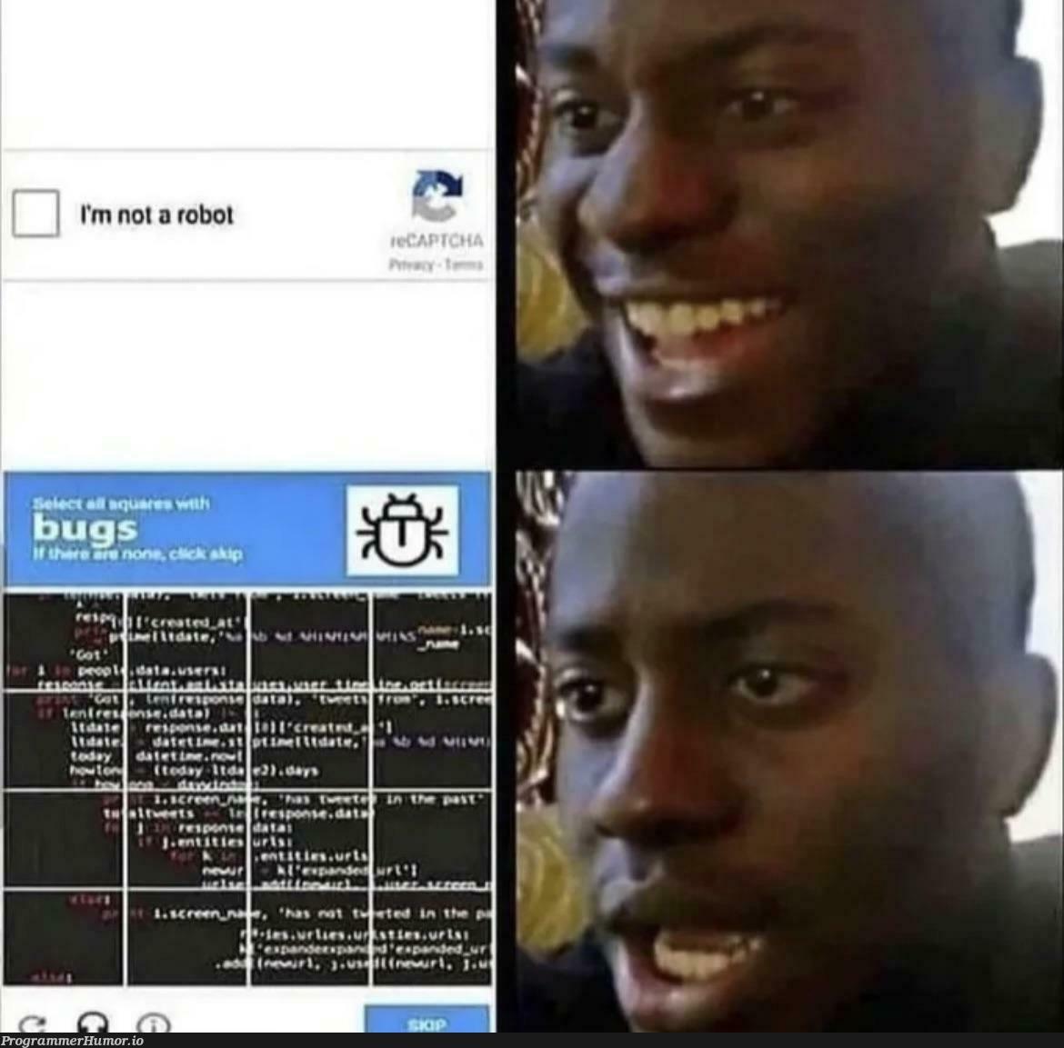 Yes | bugs-memes, bug-memes, cli-memes, bot-memes | ProgrammerHumor.io