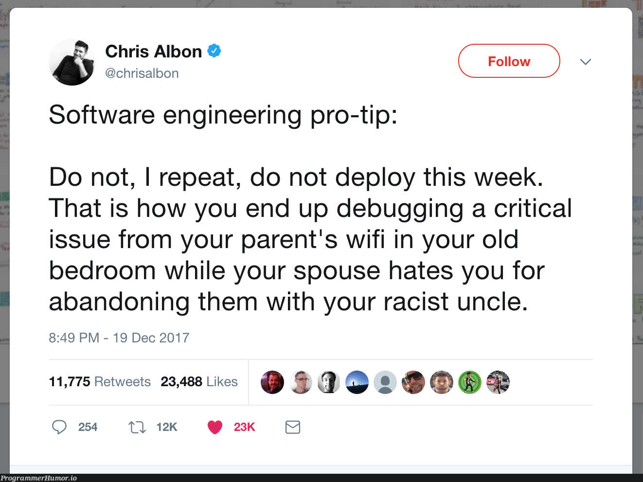 Software engineering pro-tip (from @chrisalbon) | software-memes, engineer-memes, software engineer-memes, engineering-memes, debugging-memes, bug-memes, debug-memes, retweet-memes, wifi-memes | ProgrammerHumor.io