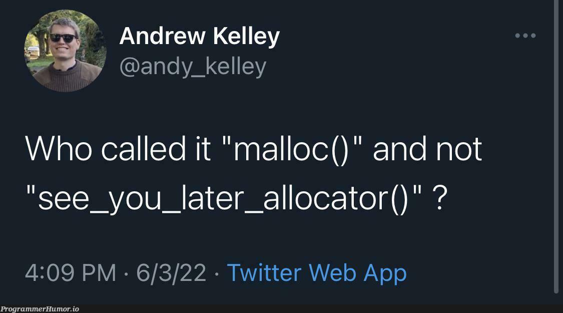See you later allocator 🐊 | web-memes, loc-memes, IT-memes, twitter-memes | ProgrammerHumor.io