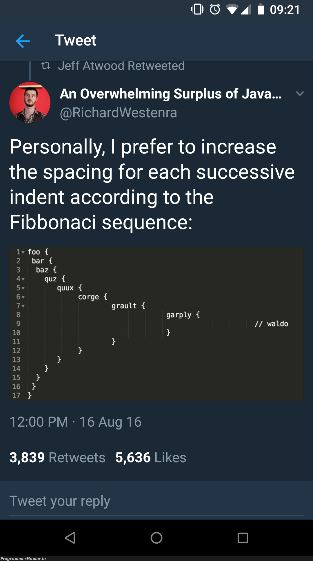 The indentation debate just ended! | java-memes, retweet-memes, indentation-memes | ProgrammerHumor.io