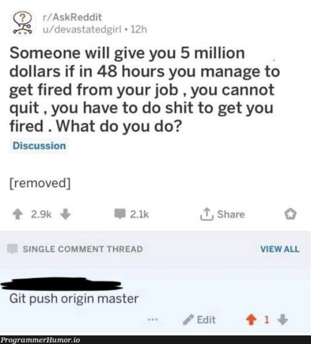 Pure Evil | git-memes, reddit-memes, comment-memes | ProgrammerHumor.io