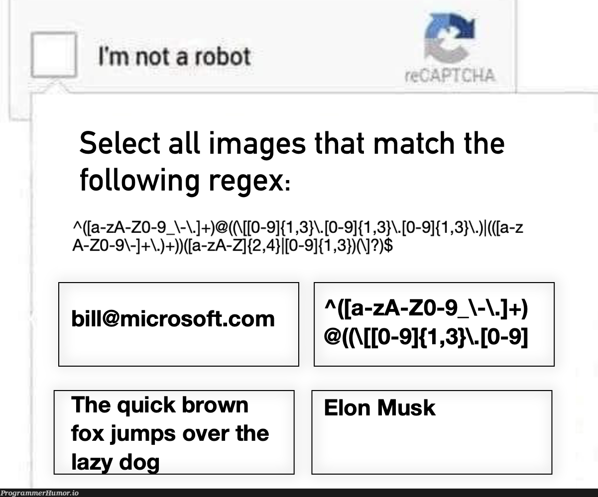 Oh no. | regex-memes, image-memes, microsoft-memes, bot-memes | ProgrammerHumor.io