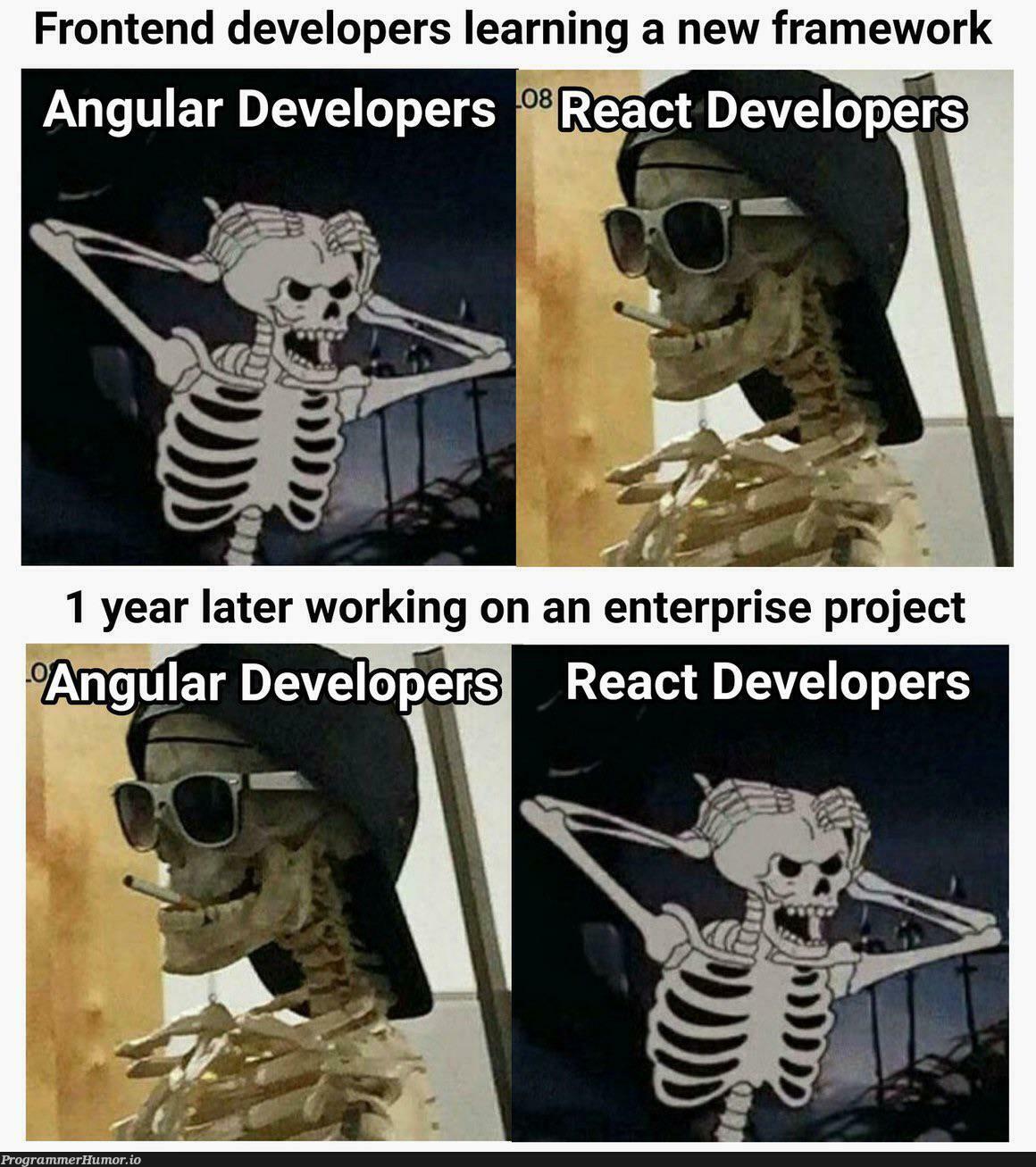 Time to push back against the Angular hate on this sub | developer-memes, frontend-memes, react-memes, angular-memes, framework-memes | ProgrammerHumor.io