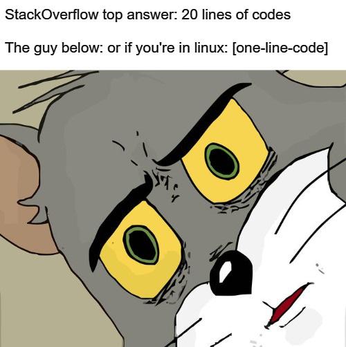 Bro Linux users be like | code-memes, linux-memes, ux-memes, stackoverflow-memes, stack-memes, lines of code-memes, overflow-memes | ProgrammerHumor.io