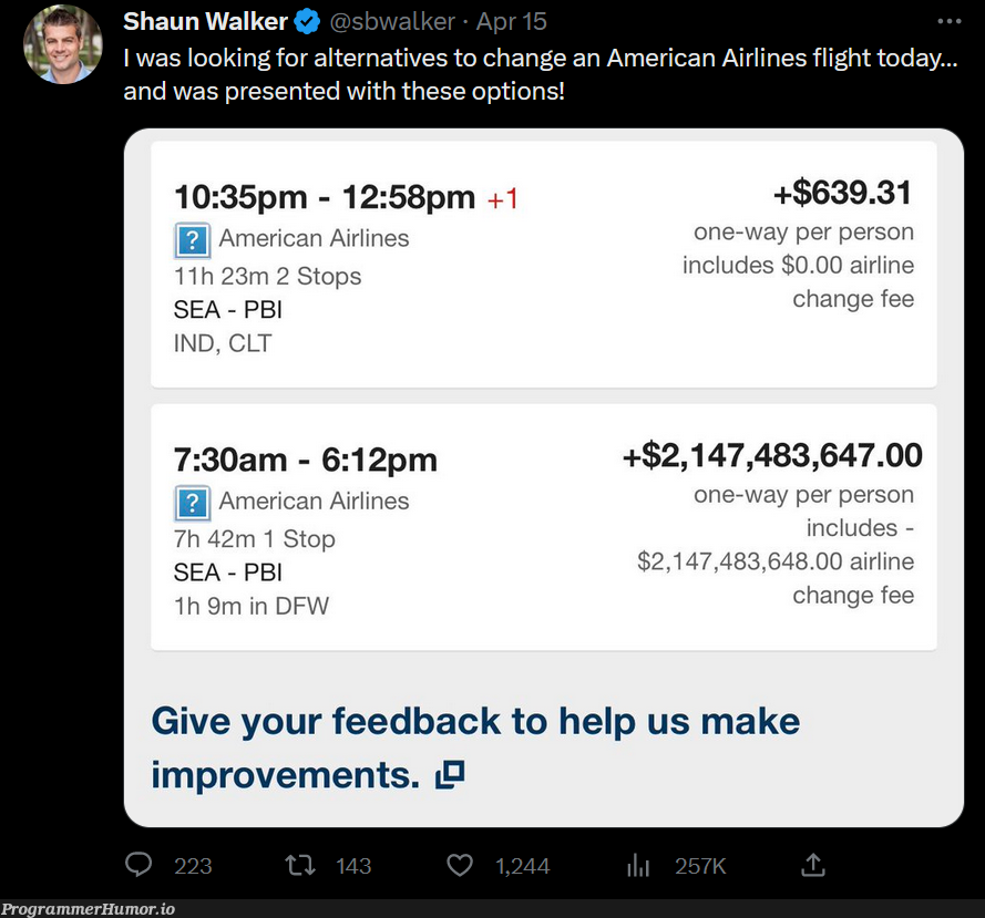 I see flight change prices are back to their pre-covid levels | ProgrammerHumor.io