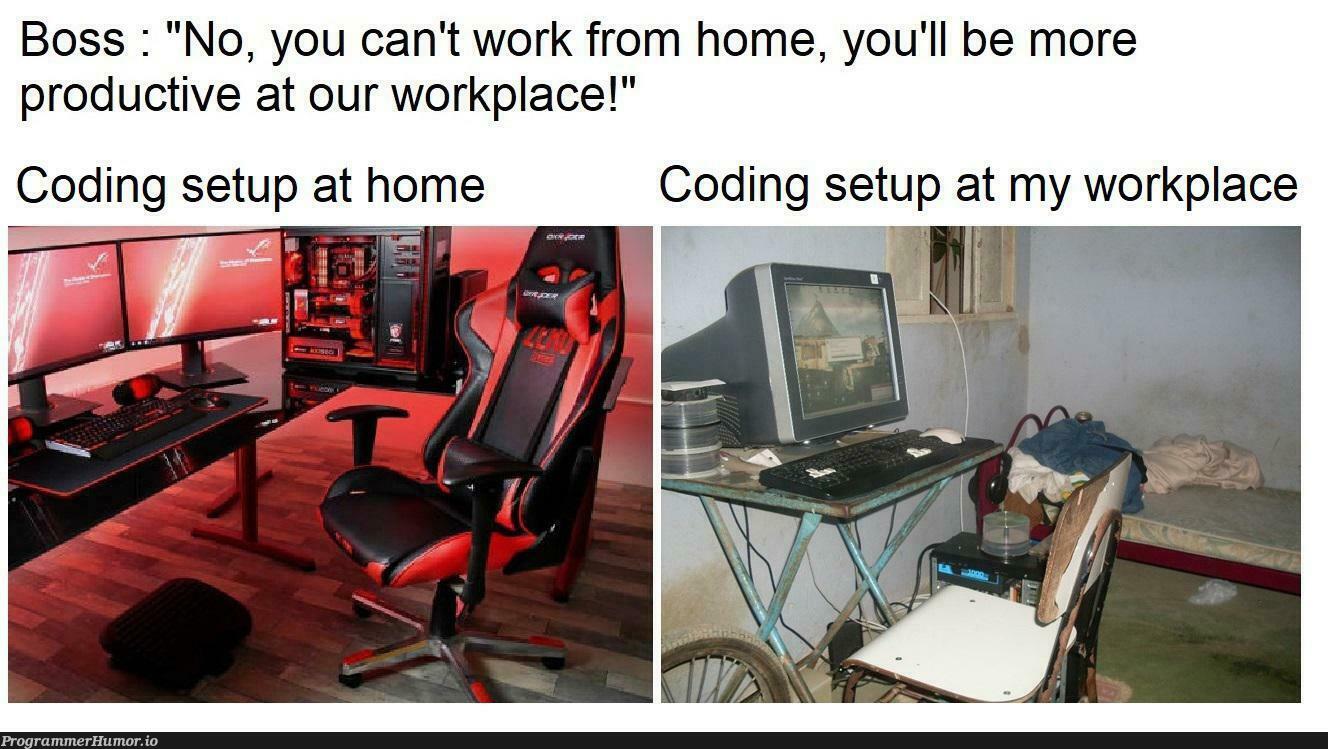 Thanks to my gaming chair and my 144Hz multimonitor setup, I can write code 40% more efficiently. | coding-memes, code-memes, monitor-memes, gaming-memes, product-memes | ProgrammerHumor.io