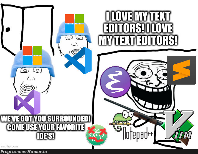 rip atom and fuck microsoft (vs code is kinda nice tbh doe) | code-memes, vs code-memes, microsoft-memes, atom-memes | ProgrammerHumor.io