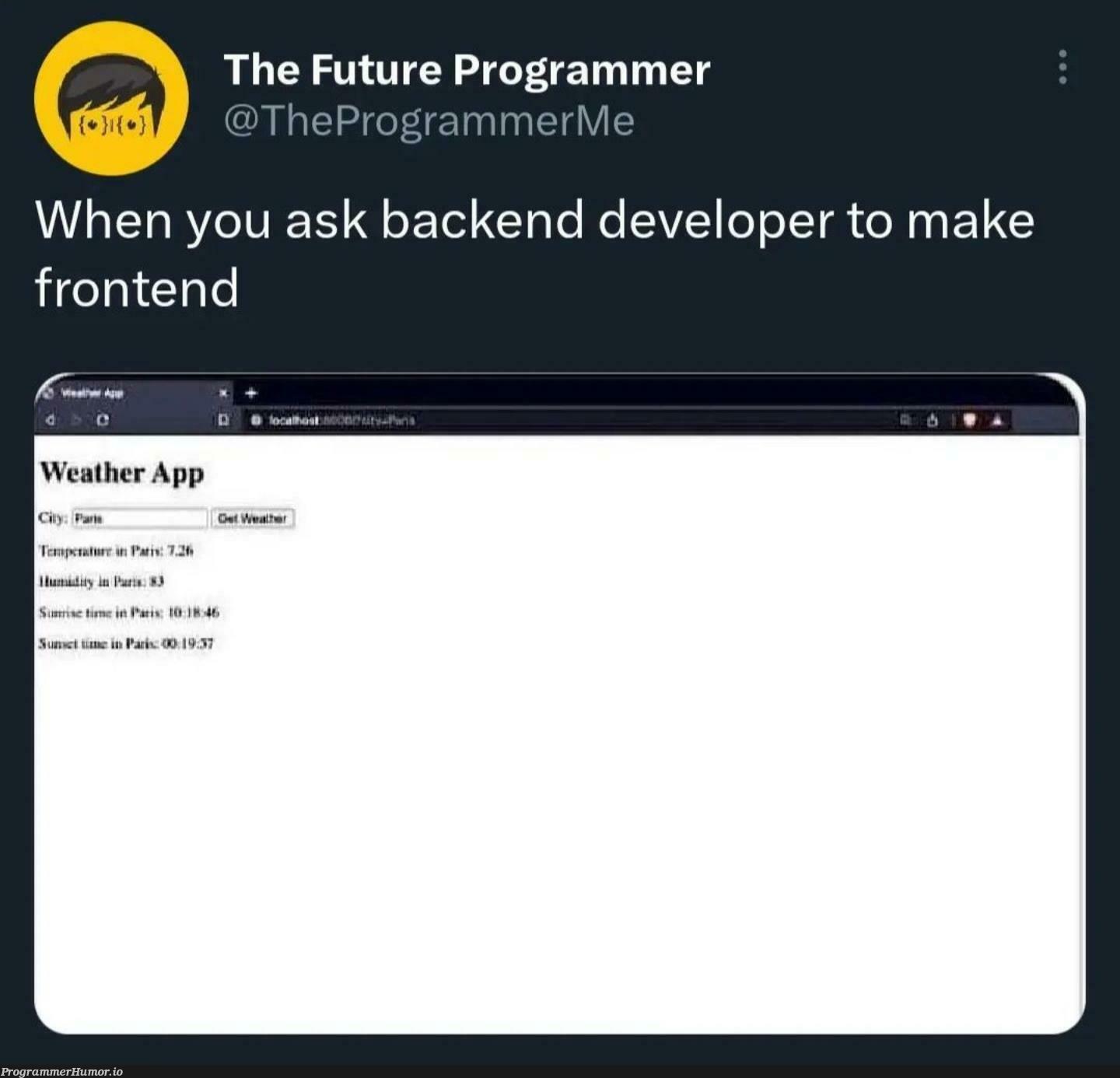 Looks great on my machine | programmer-memes, developer-memes, backend-memes, program-memes, frontend-memes, machine-memes, mac-memes | ProgrammerHumor.io