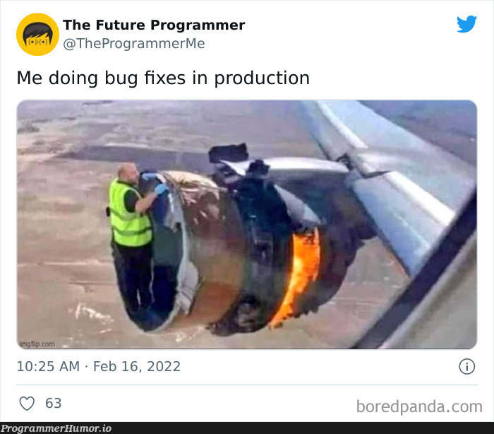 Bug Fixing in Production | programmer-memes, program-memes, bug-memes, fix-memes, bug fix-memes, production-memes, product-memes | ProgrammerHumor.io