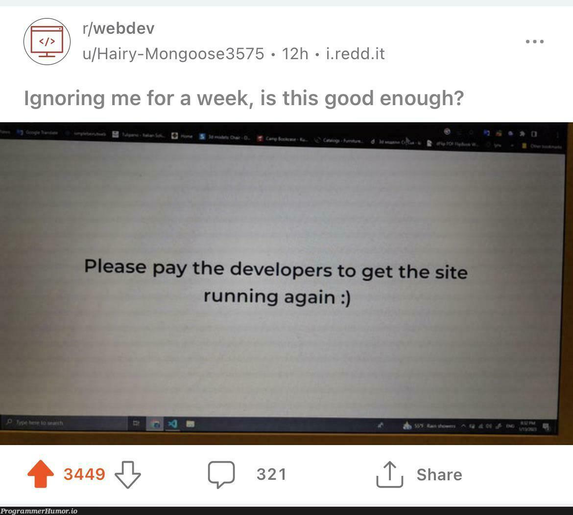 Pay him right now | web-memes, mongo-memes | ProgrammerHumor.io