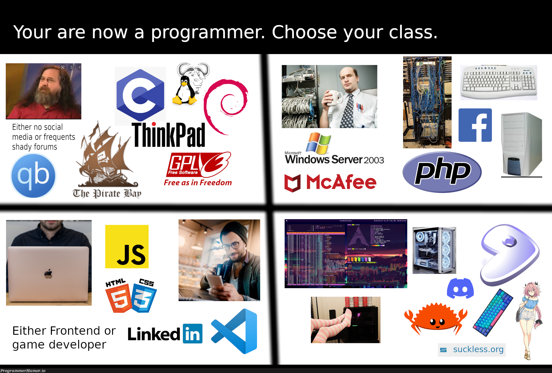 Saw a similar meme on twitter. Decided to make an extended version. | programmer-memes, developer-memes, program-memes, frontend-memes, version-memes, class-memes, ide-memes, twitter-memes | ProgrammerHumor.io