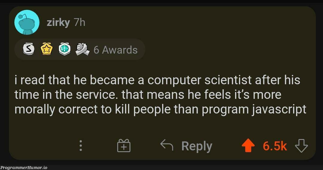 On a post about a Canadian snipper | javascript-memes, computer-memes, java-memes, program-memes, rds-memes | ProgrammerHumor.io