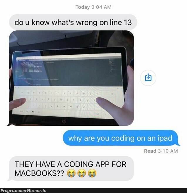 I really didn't know how to react to this, other than to post it here... | coding-memes, react-memes, IT-memes, mac-memes, macbook-memes | ProgrammerHumor.io