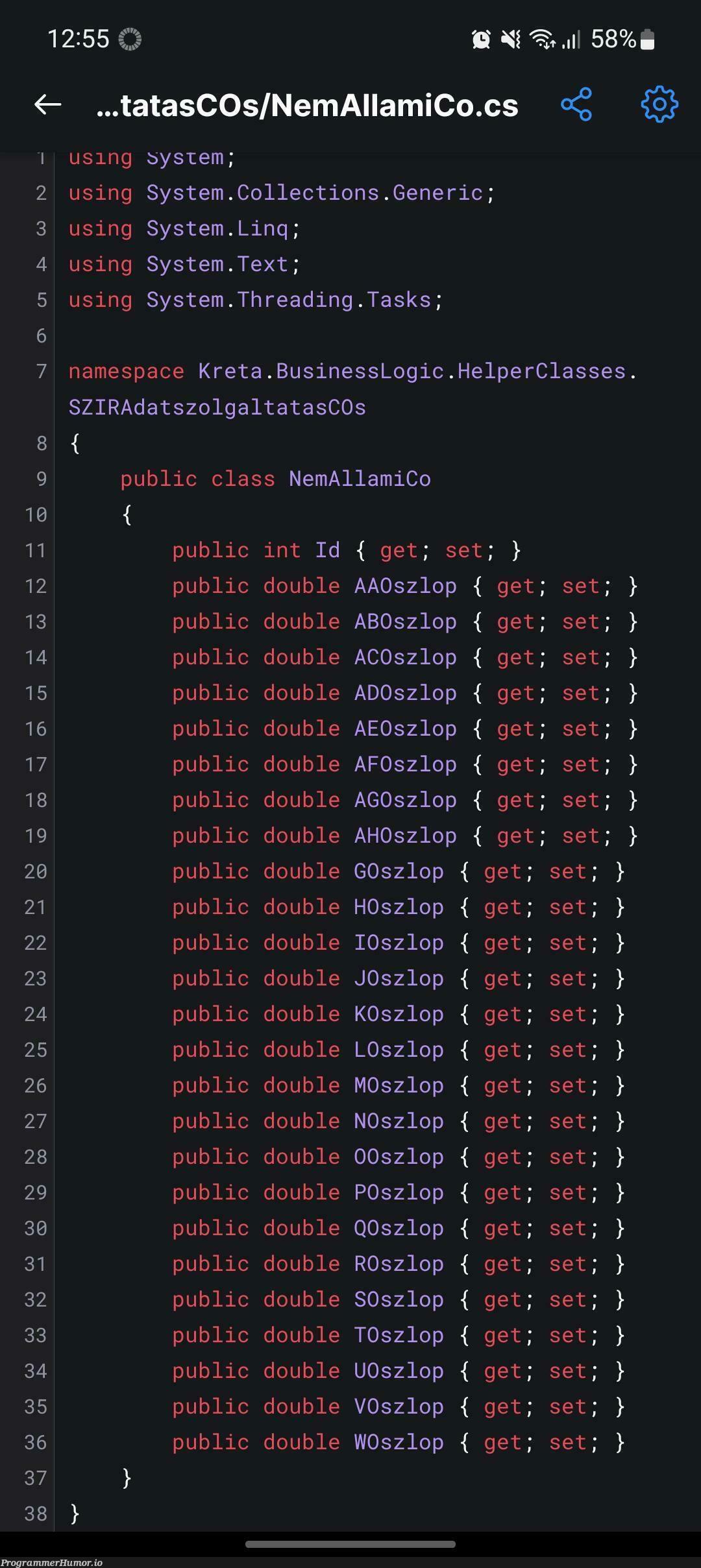 A hungarian state-made and mandated program’s SC got leaked. This is how they made a chart. Im not a programmer and even I can tell that this is so wrong. | programmer-memes, program-memes, threading-memes, ios-memes, linq-memes, class-memes, date-memes, ssl-memes, cs-memes, space-memes, public-memes | ProgrammerHumor.io