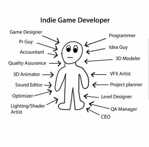 Typical Indie Game Developer | programmer-memes, developer-memes, design-memes, designer-memes, program-memes, idea-memes, ide-memes | ProgrammerHumor.io