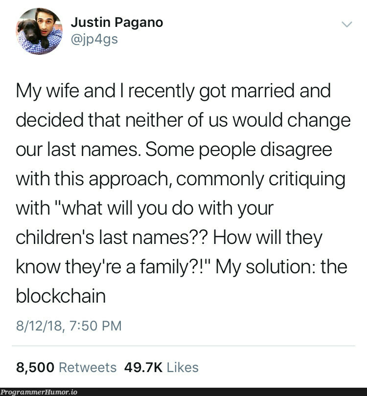 Blockchain for families | loc-memes, lock-memes, blockchain-memes, ide-memes, retweet-memes | ProgrammerHumor.io