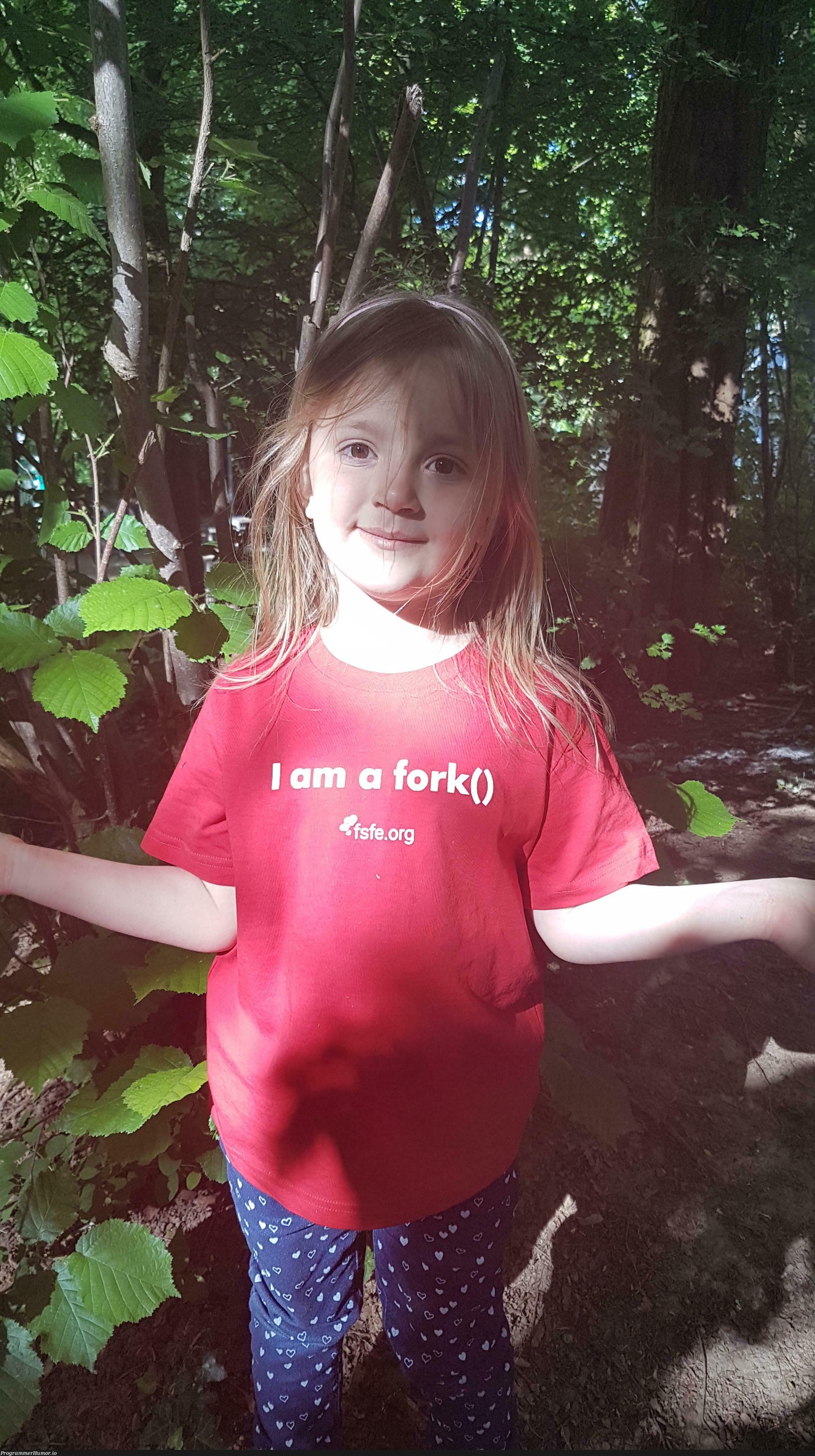 Got our daughter a nice shirt at the Belgian FOSDEM conference this year. Relatives don't get it. | ProgrammerHumor.io