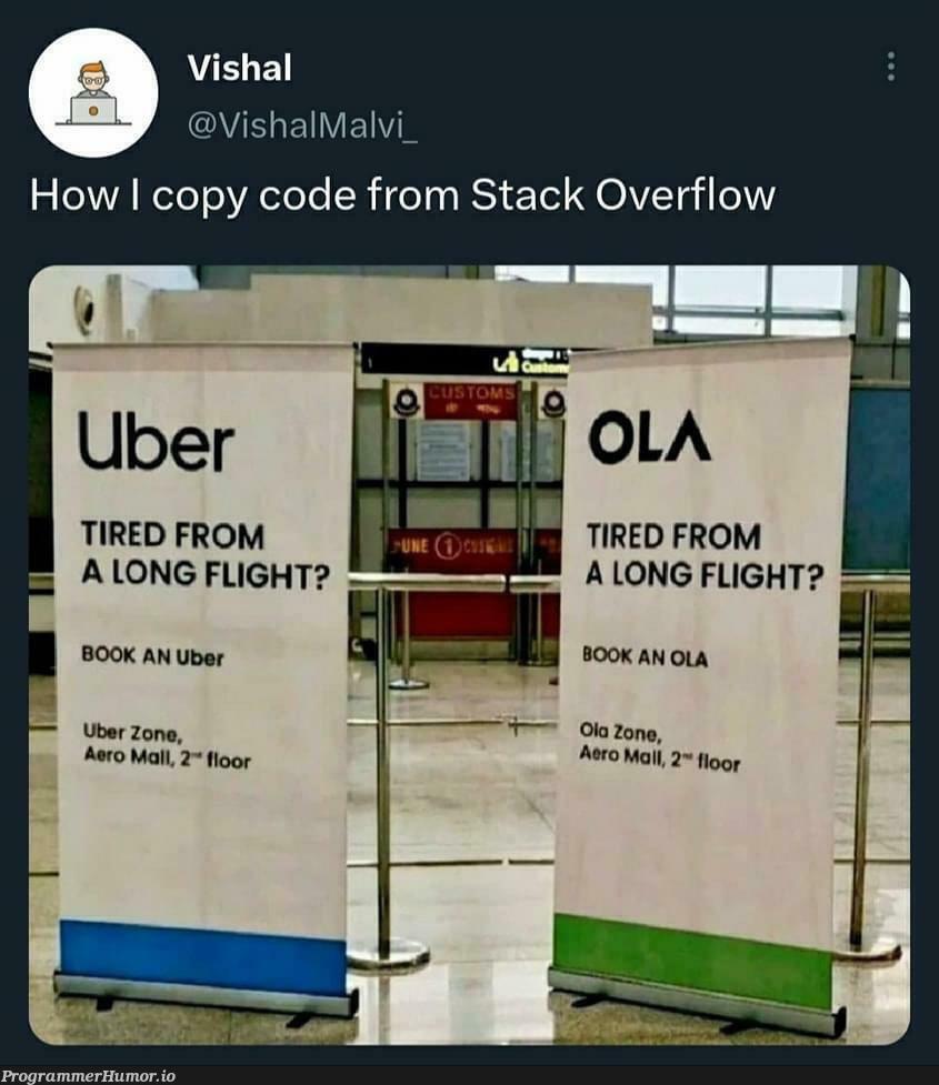 How I copy my code from Stack Overflow | code-memes, stack-memes, stack overflow-memes, overflow-memes | ProgrammerHumor.io