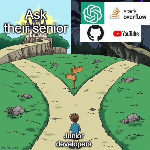 Junior developers in now days | developer-memes, stack-memes, overflow-memes, youtube-memes | ProgrammerHumor.io