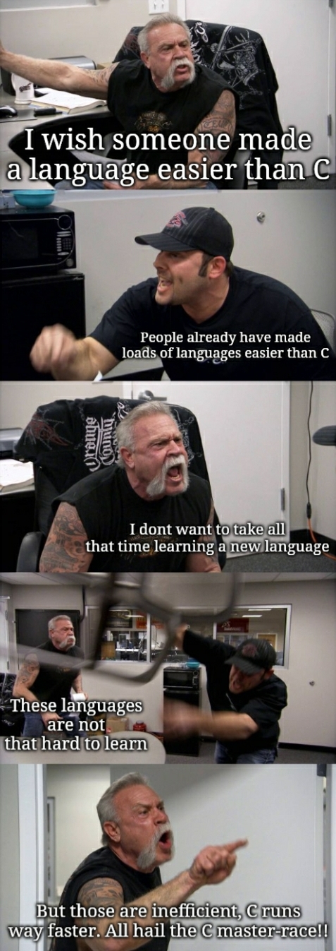 Why use big program when short program do trick | program-memes, c-memes, language-memes | ProgrammerHumor.io