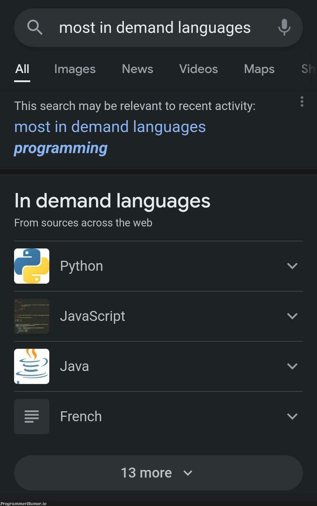 Any French developers here? | programming-memes, developer-memes, javascript-memes, java-memes, python-memes, web-memes, program-memes, image-memes, search-memes, ide-memes, language-memes | ProgrammerHumor.io