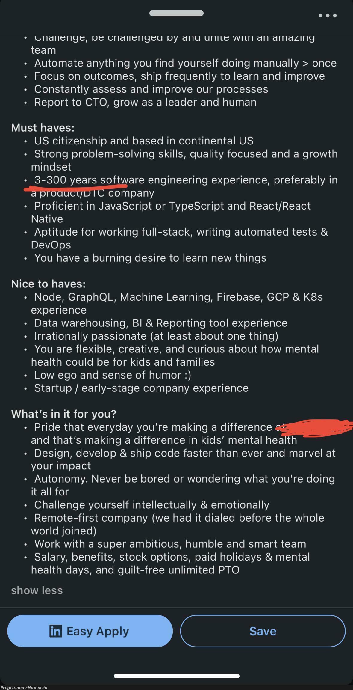 These job requirements are getting out of hand | javascript-memes, software-memes, code-memes, java-memes, engineer-memes, design-memes, software engineer-memes, engineering-memes, machine learning-memes, stack-memes, test-memes, react-memes, node-memes, machine-memes, data-memes, requirements-memes, typescript-memes, firebase-memes, react native-memes, IT-memes, gcp-memes, ide-memes, mac-memes, tests-memes, devops-memes, k8s-memes, startup-memes, full-stack-memes, graph-memes, graphql-memes | ProgrammerHumor.io