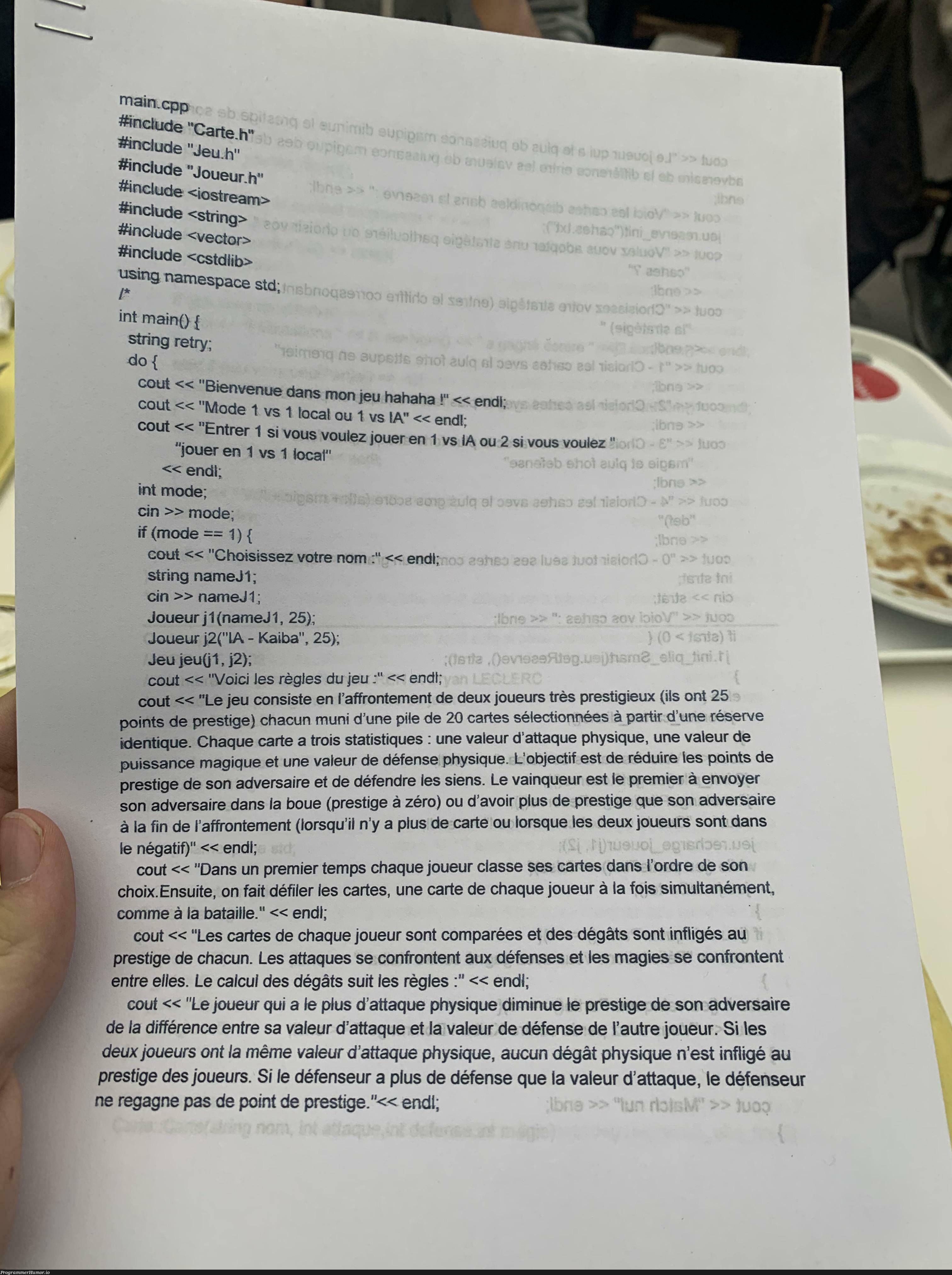 My friend printed his full f-ing project code | code-memes, ux-memes, try-memes, loc-memes, ios-memes, string-memes, rest-memes, class-memes, object-memes, ide-memes, stream-memes, cs-memes, space-memes | ProgrammerHumor.io