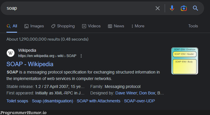 Devastating: personalised results has decided I'm more interested in protocol implementation than basic hygiene | computer-memes, web-memes, design-memes, xml-memes, image-memes, rest-memes, web services-memes, release-memes, network-memes, ide-memes, ML-memes, networks-memes, udp-memes | ProgrammerHumor.io