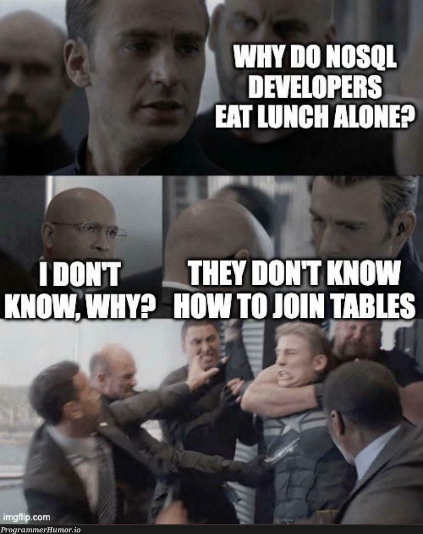 MongoDB is web scale | developer-memes, web-memes, mongodb-memes, mongo-memes, tables-memes | ProgrammerHumor.io