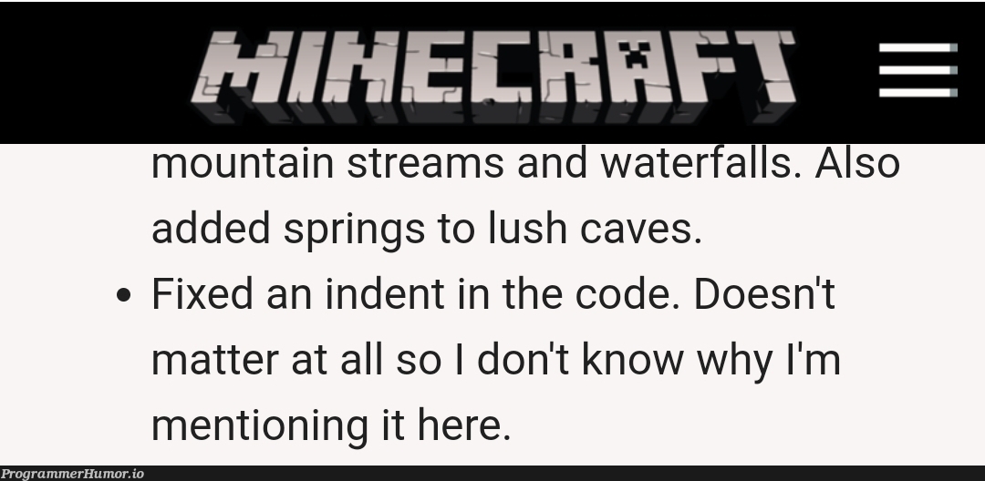 mojang at its best | code-memes, spring-memes, fix-memes, IT-memes, stream-memes | ProgrammerHumor.io