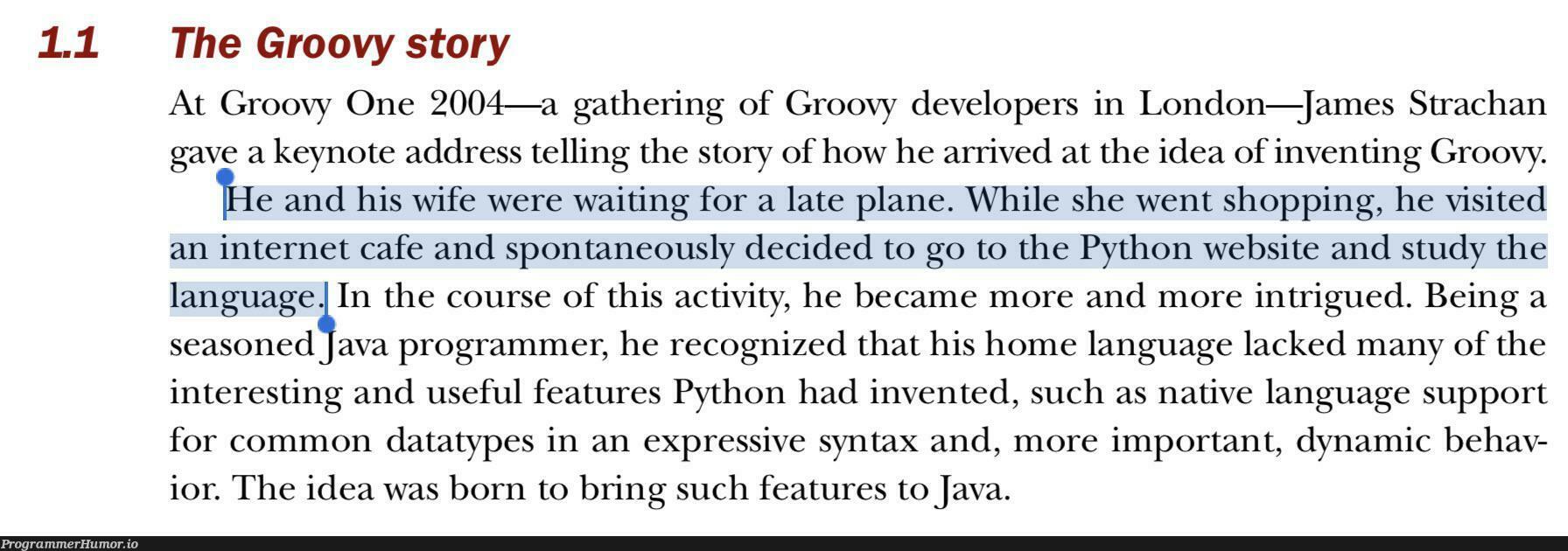 Sure, we programmers spontaneously study programming languages while waiting for flights | programming-memes, programmer-memes, developer-memes, java-memes, python-memes, web-memes, website-memes, program-memes, data-memes, rest-memes, express-memes, internet-memes, idea-memes, ide-memes, language-memes, feature-memes, programming language-memes | ProgrammerHumor.io