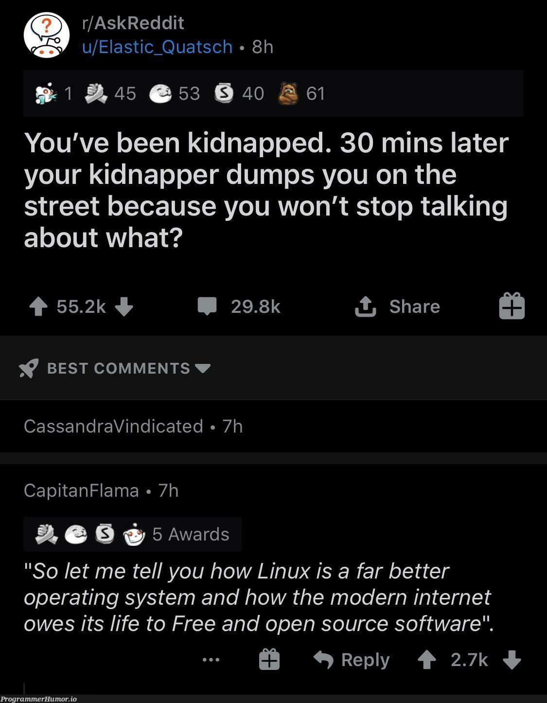 haha linux users haha | software-memes, linux-memes, ux-memes, api-memes, internet-memes, reddit-memes, rds-memes, open source-memes, comment-memes, operating system-memes | ProgrammerHumor.io