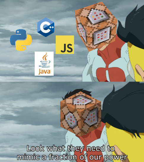 minecraft programmers watching us mortals argue about programming languages | programming-memes, programmer-memes, program-memes, minecraft-memes, language-memes, programming language-memes | ProgrammerHumor.io