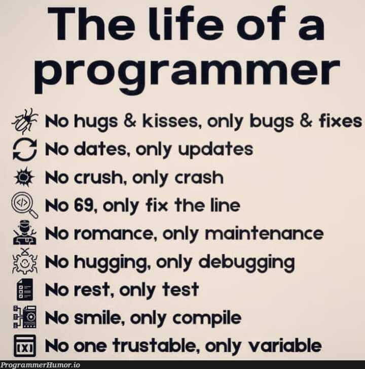 Life is beautiful | programmer-memes, maintenance-memes, program-memes, debugging-memes, bugs-memes, test-memes, bug-memes, rest-memes, date-memes, debug-memes, fix-memes, crash-memes | ProgrammerHumor.io