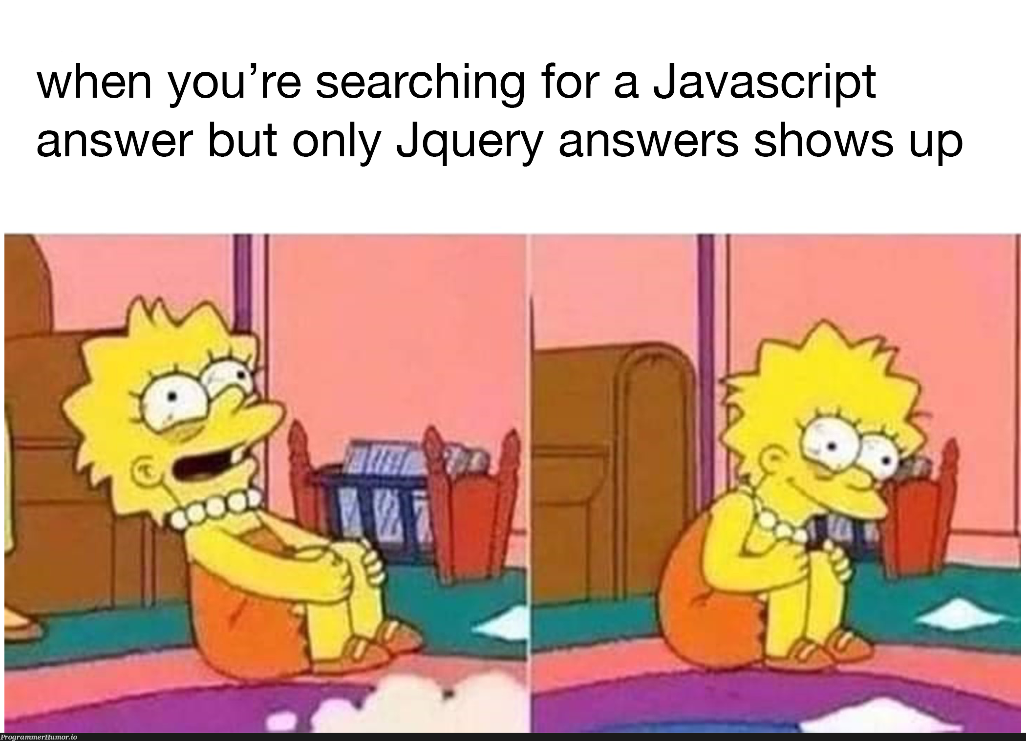 $('#mentalhealth').on('breakdown', function () { alert('make this meme'); }) | javascript-memes, java-memes, function-memes, search-memes | ProgrammerHumor.io