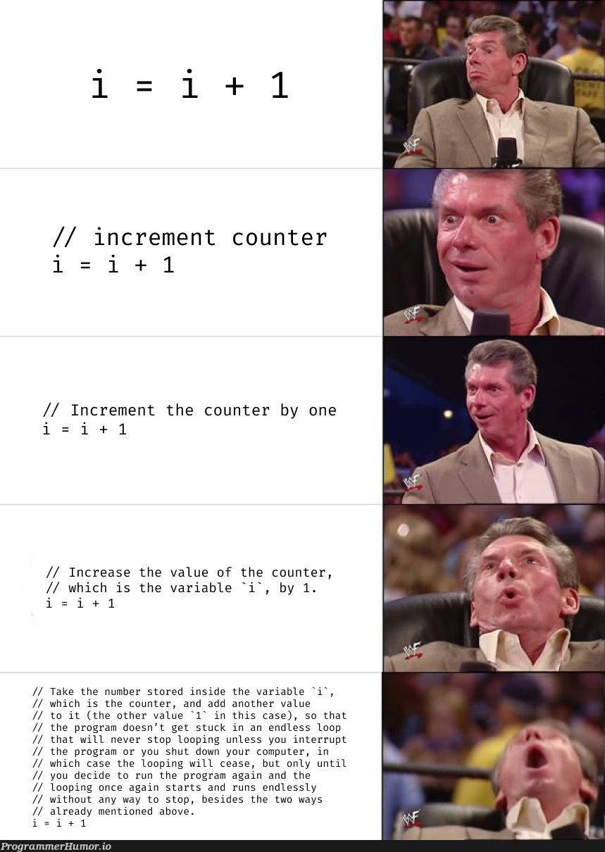 Reading junior programmers' comments be like… | programmer-memes, computer-memes, program-memes, oop-memes, ssl-memes, IT-memes, ide-memes, comment-memes | ProgrammerHumor.io