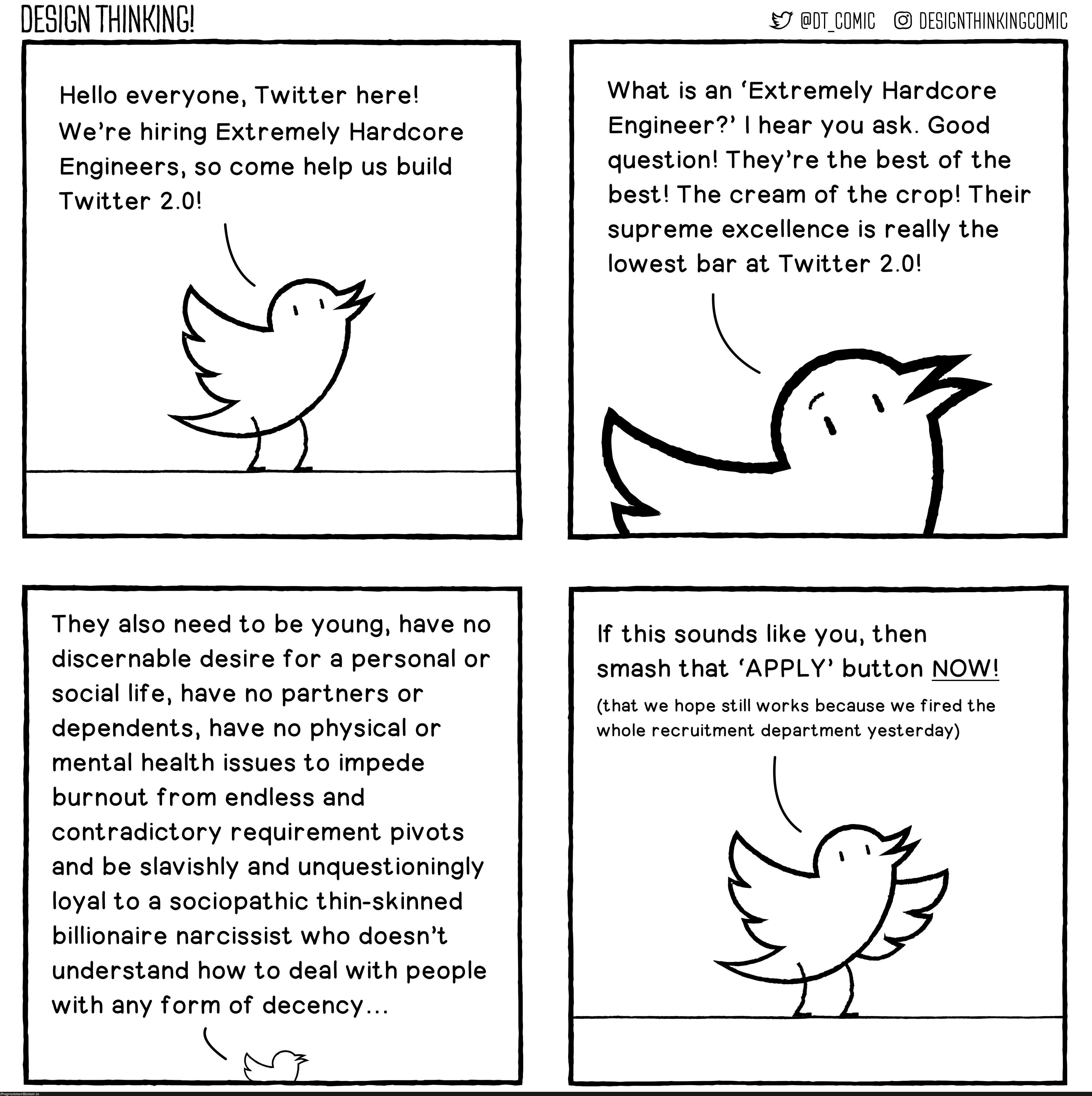 Twitter 2.0: Extremely Hardcore Engineers | engineer-memes, design-memes, excel-memes, recruit-memes, twitter-memes | ProgrammerHumor.io