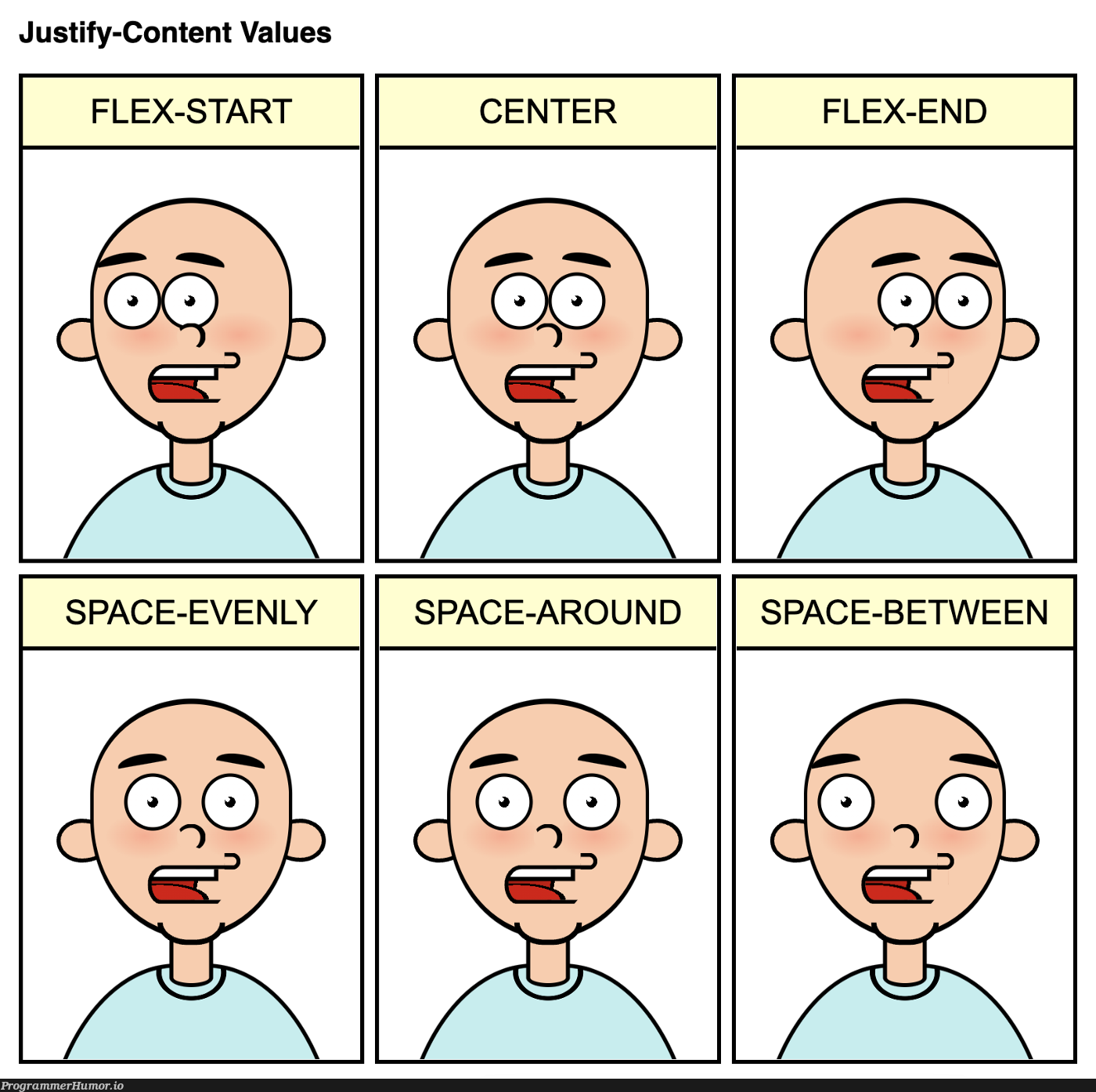 justify-content values | space-memes | ProgrammerHumor.io