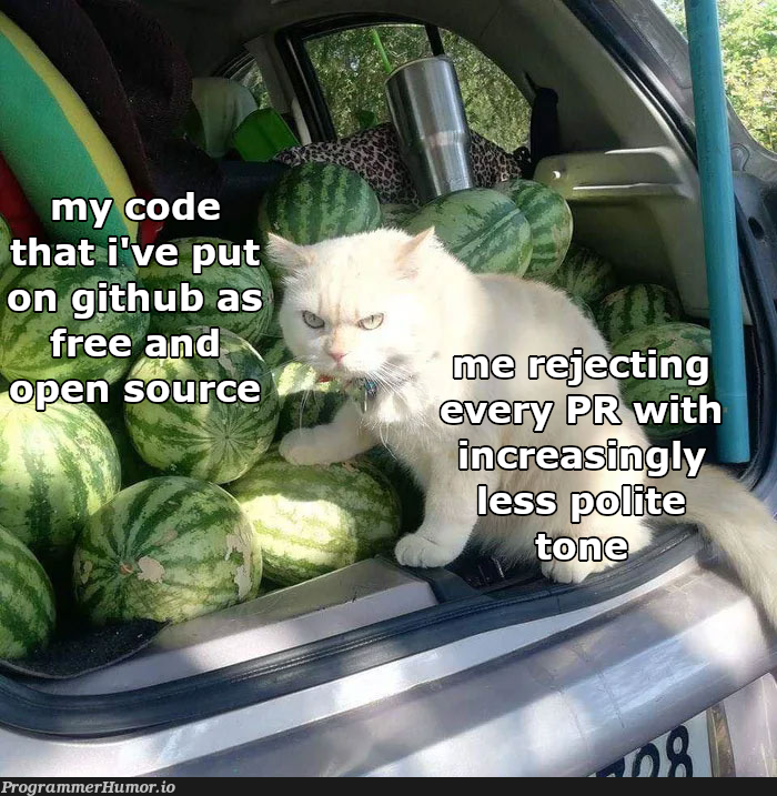 When people assume open source also means open to contribution | code-memes, open source-memes | ProgrammerHumor.io