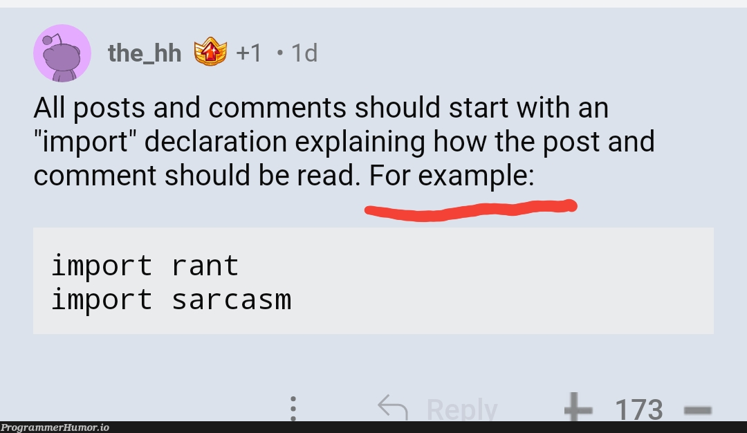 allowImportWithoutCodeblocksBecauseRuleDoesntRequireIt | code-memes, loc-memes, lock-memes, comment-memes | ProgrammerHumor.io