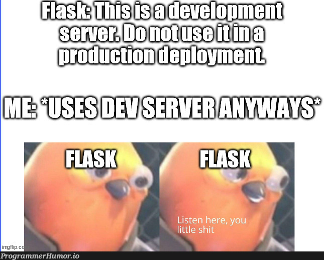 Flask Server | development-memes, server-memes, flask-memes, ide-memes | ProgrammerHumor.io