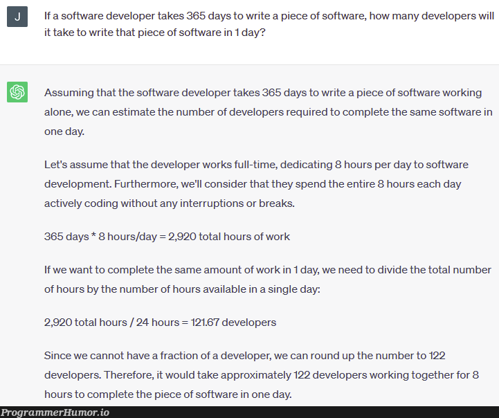 ChatGPT is well-suited to replace project managers | coding-memes, developer-memes, software-memes, development-memes, software developer-memes, IT-memes, ide-memes, div-memes, manager-memes | ProgrammerHumor.io