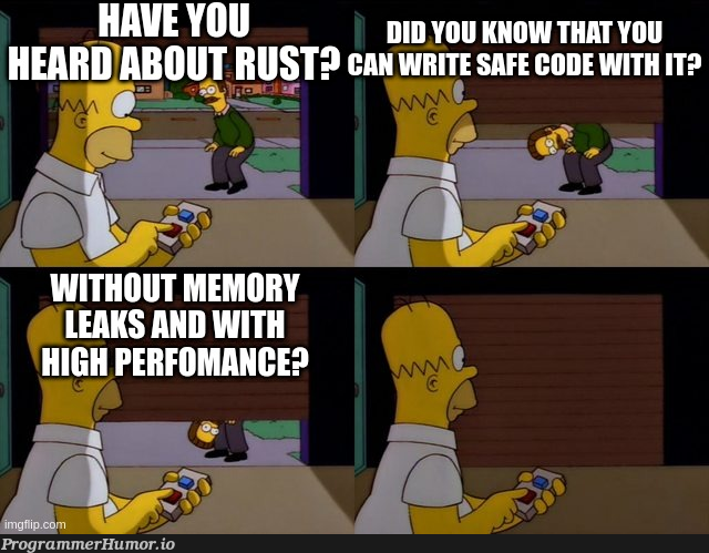 rust devs in a nutshell | code-memes, devs-memes, shell-memes, rust-memes | ProgrammerHumor.io